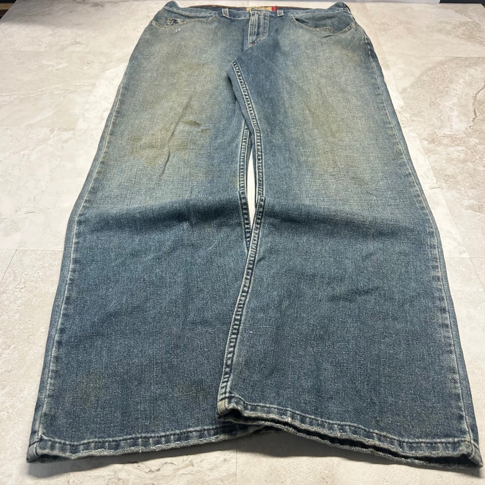 Old Navy Boot-Cut Jeans Blue Mens 36x34 Distressed Cotton Denim Workwear